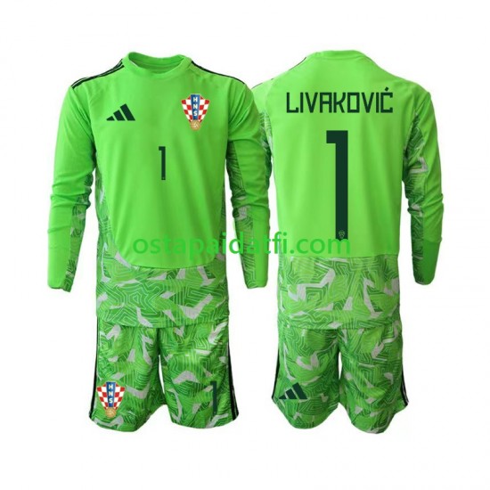 Kroatia Lapset Maalivahdin Kotipeli Jalkapallopaidat 2026-2027 Dominik Livakovic 25 Pitkähihainen