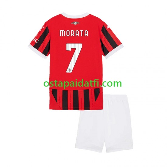 AC Milan Lapset Kotipeli Jalkapallopaidat 2024-2025 Alvaro Morata 7 Lyhythihainen