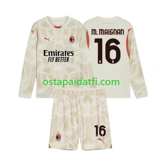 AC Milan Lapset Maalivahdin Kolmaspeli Jalkapallopaidat 2024-2025 Mike Maignan 16 Pitkähihainen