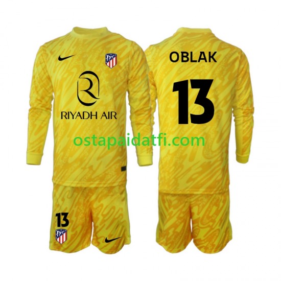 Atlético Madrid Lapset Maalivahdin Kolmaspeli Jalkapallopaidat 2024-2025 Jan Oblak 13 Pitkähihainen