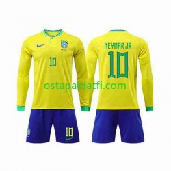 Brasilia Lapset Kotipeli Jalkapallopaidat MM 2022 Neymar Jr 10 Pitkähihainen