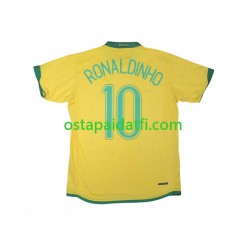 Brasilia Miehet Retro Kotipeli Jalkapallopaidat RONALDINHO 10 2006 Lyhythihainen