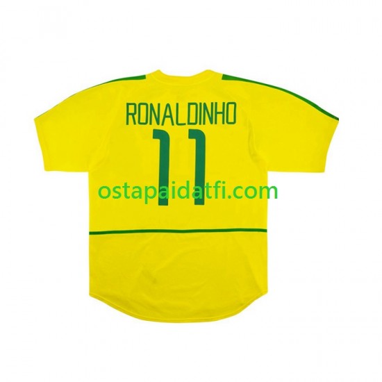 Brasilia Miehet Retro Kotipeli Jalkapallopaidat RONALDINHO 11 2002 Lyhythihainen