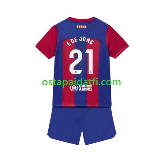 FC Barcelona Lapset Kotipeli Jalkapallopaidat 2023-2024 Frenkie de Jong 21 Lyhythihainen