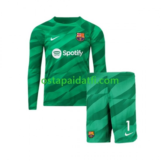 FC Barcelona Lapset Maalivahdin Kotipeli Jalkapallopaidat 2023-2024 Ter Stegen 1 Pitkähihainen