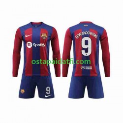 FC Barcelona Lapset Kotipeli Jalkapallopaidat 2023-2024 LEWANDOWSKI 9 Pitkähihainen