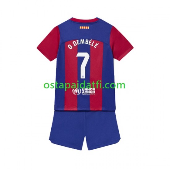 FC Barcelona Lapset Kotipeli Jalkapallopaidat 2023-2024 Ousmane Dembele 7 Lyhythihainen