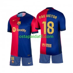 FC Barcelona Lapset Kotipeli Jalkapallopaidat 2024-2025 Pau Victor 18 Lyhythihainen