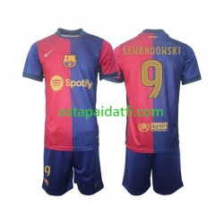 FC Barcelona Lapset Kotipeli Jalkapallopaidat 2024-2025 UCL Font Robert Lewandowski 9 Lyhythihainen