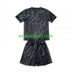 Ranska Lapset Maalivahdin Vieraspeli Musta Jalkapallopaidat EM 2024 Lyhythihainen