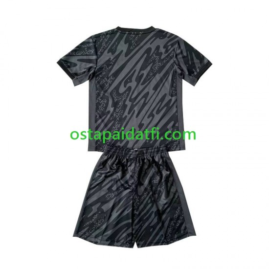 Ranska Lapset Maalivahdin Vieraspeli Musta Jalkapallopaidat EM 2024 Lyhythihainen