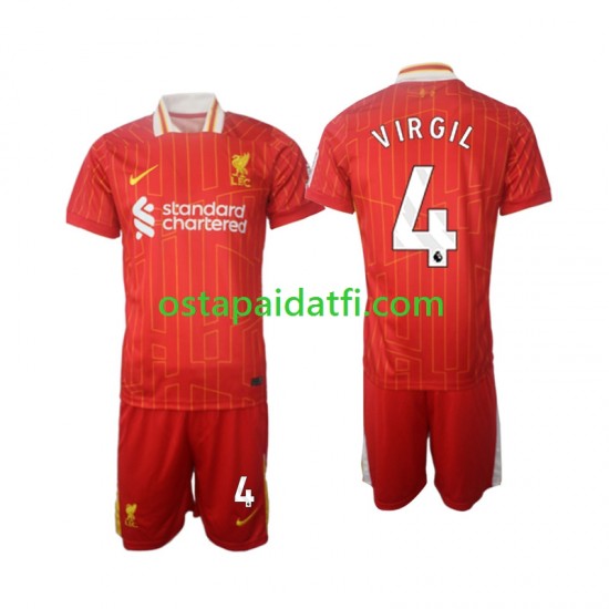 Liverpool Lapset Kotipeli Jalkapallopaidat 2024-2025 Virgil 4 Lyhythihainen