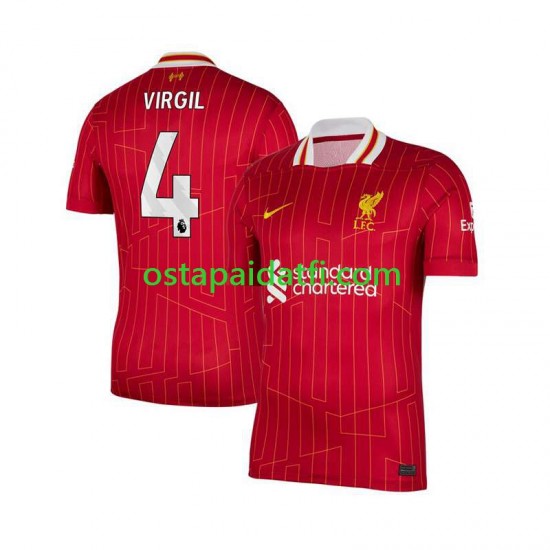 Liverpool Miehet Kotipeli Punainen Jalkapallopaidat 2024-2025 Virgil van Dijk 4 Lyhythihainen
