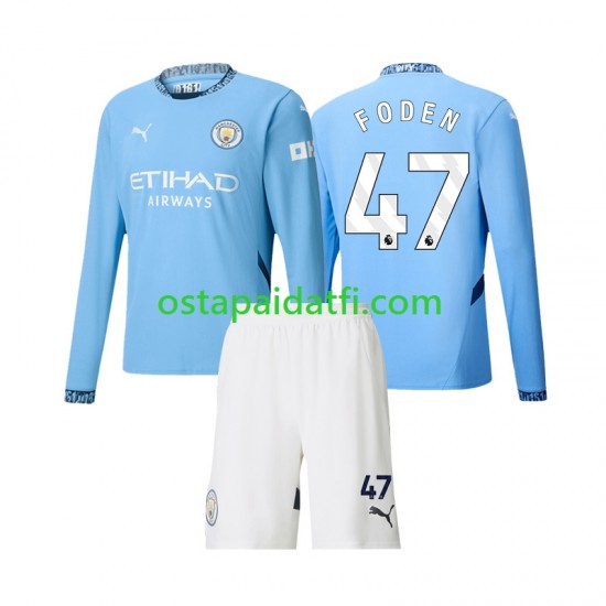 Manchester City Lapset Kotipeli Jalkapallopaidat 2024-2025 Phil Foden 47 Pitkähihainen