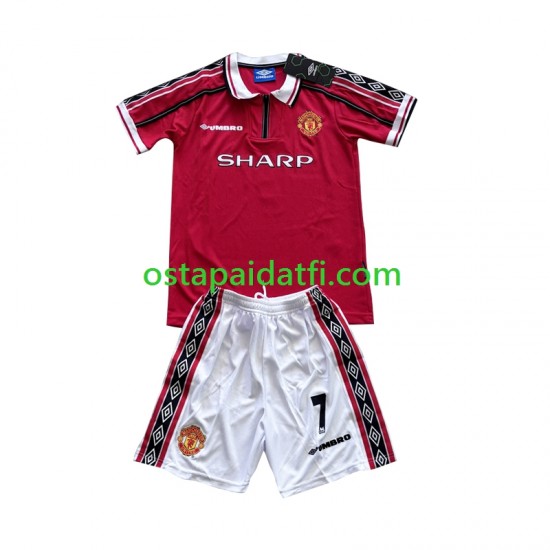 Manchester United Lapset Retro Kotipeli Jalkapallopaidat Beckham 7 1998-1999 Lyhythihainen