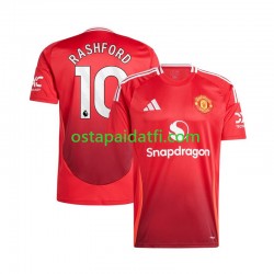 Manchester United Miehet Kotipeli Punainen Jalkapallopaidat 2024-2025 Marcus Rashford 10 Lyhythihainen