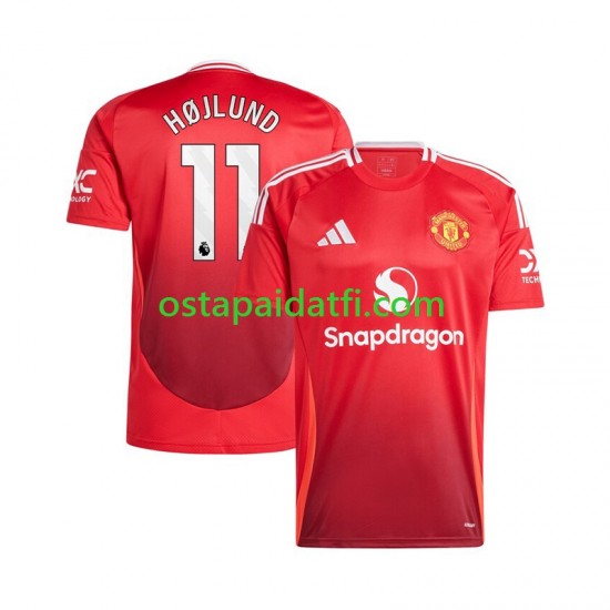 Manchester United Miehet Kotipeli Punainen Jalkapallopaidat 2024-2025 Rasmus Hojlund 11 Lyhythihainen