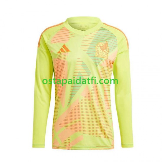 Meksiko Miehet Maalivahdin Vieraspeli Keltainen Jalkapallopaidat EM 2024 Pitkähihainen