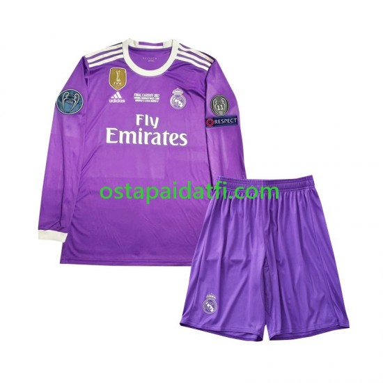 Real Madrid Lapset Retro Vieraspeli Jalkapallopaidat 2016 Pitkähihainen