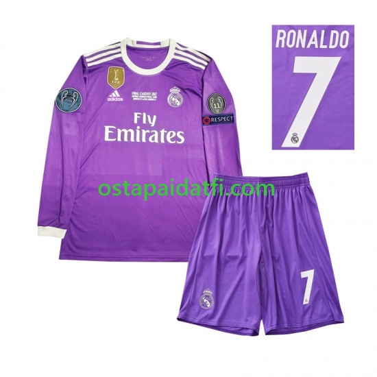 Real Madrid Lapset Retro Vieraspeli Jalkapallopaidat Cristiano Ronaldo 7 2016 Pitkähihainen