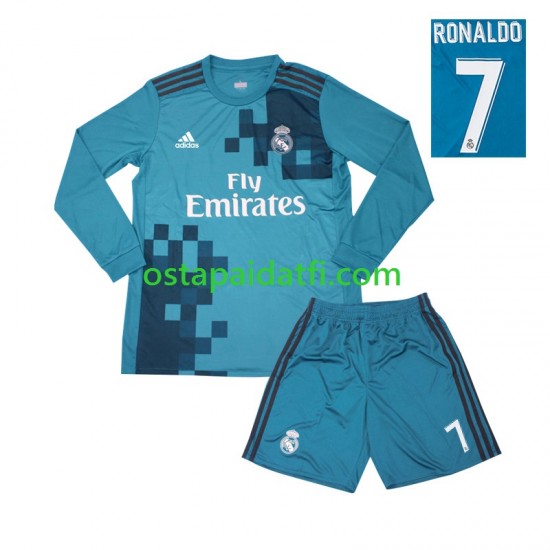 Real Madrid Lapset Retro Kolmaspeli Jalkapallopaidat Cristiano Ronaldo 7 2017 Pitkähihainen