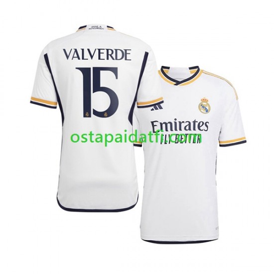 Real Madrid Miehet Kotipeli Jalkapallopaidat 2023-2024 Federico Valverde 15 Lyhythihainen