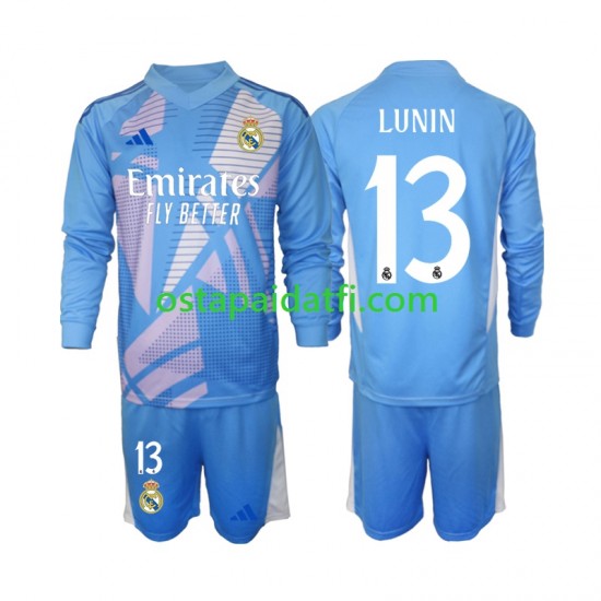 Real Madrid Lapset Maalivahdin Kotipeli Jalkapallopaidat 2024-2025 Andriy Lunin 13 Pitkähihainen