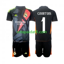 Real Madrid Lapset Maalivahdin Vieraspeli Musta Jalkapallopaidat 2024-2025 Thibaut Courtois 1 Lyhythihainen