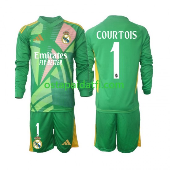 Real Madrid Lapset Maalivahdin Kolmaspeli Jalkapallopaidat 2024-2025 Thibaut Courtois 1 Pitkähihainen