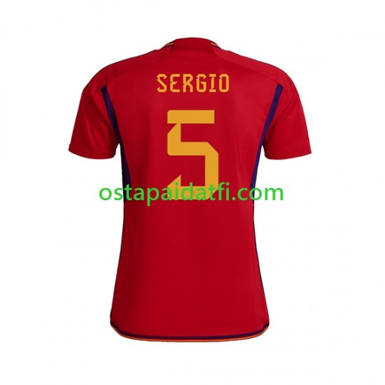 Espanja Miehet Kotipeli Jalkapallopaidat MM 2022 SERGIO BUSQUETS 5 Lyhythihainen