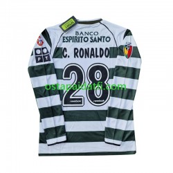 Sporting CP Miehet Retro Kotipeli Jalkapallopaidat Cristiano Ronaldo 28 2001 2003 Pitkähihainen