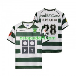 Sporting CP Miehet Retro Kotipeli Jalkapallopaidat Cristiano Ronaldo 28 2001 2003 Lyhythihainen