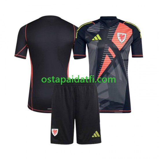 Wales Lapset Maalivahdin Kotipeli Musta Jalkapallopaidat 2024 Lyhythihainen