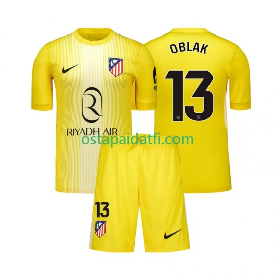 Atlético Madrid Lapset Maalivahdin Kotipeli Jalkapallopaidat 2025-2026 Jan Oblak 13 Lyhythihainen