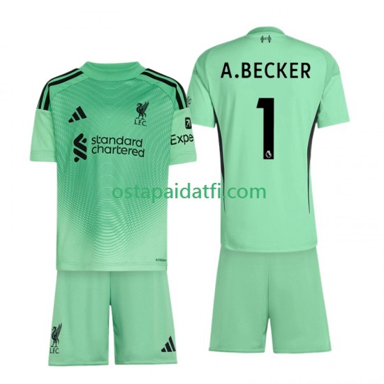 Liverpool Lapset Maalivahdin Kotipeli Jalkapallopaidat 2025-2026 Alisson Becker 1 Lyhythihainen