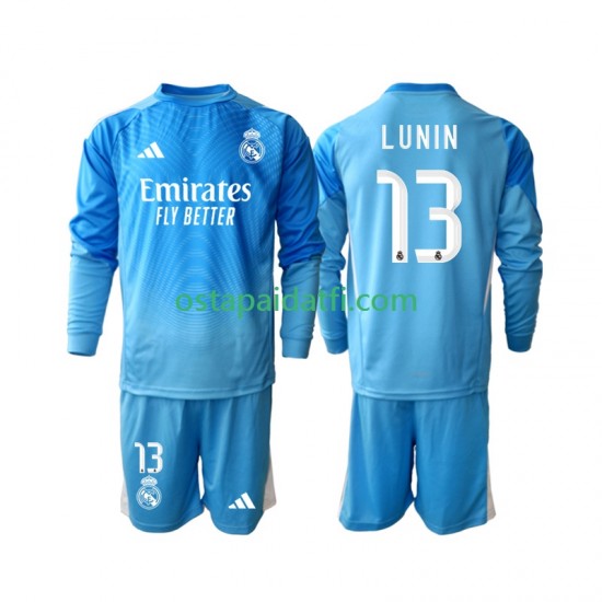 Real Madrid Lapset Maalivahdin Kotipeli Jalkapallopaidat 2025-2026 Andriy Lunin 13 Pitkähihainen