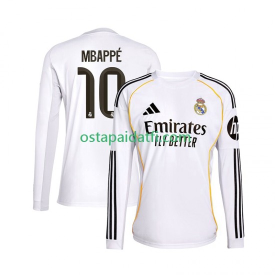 Real Madrid Miehet Kotipeli Jalkapallopaidat 2025-2026 Kylian Mbappe 10 Pitkähihainen