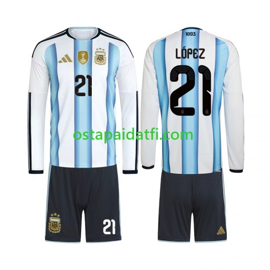 Argentiina Lapset Kotipeli Jalkapallopaidat MM 2026 Jose Manuel Lopez 21 Pitkähihainen