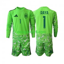 Espanja Lapset Maalivahdin Jalkapallopaidat MM 2026 David Raya 1 6th Green color Pitkähihainen