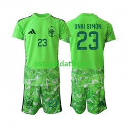 Espanja Lapset Maalivahdin Jalkapallopaidat MM 2026 Unai Simon 23 6th Green color Lyhythihainen