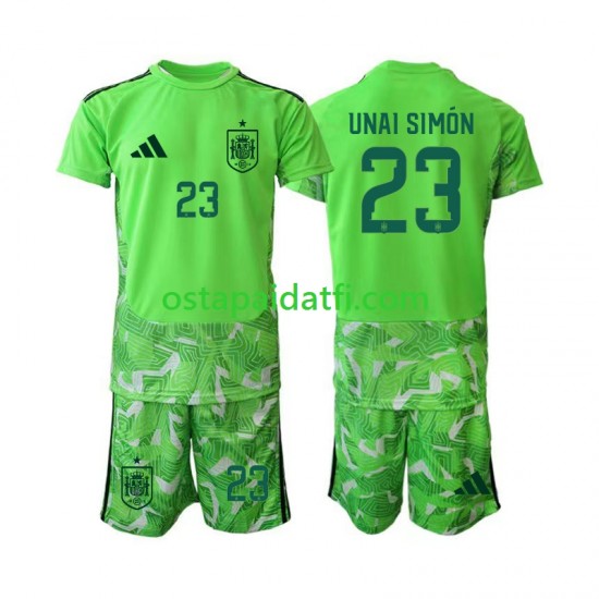 Espanja Lapset Maalivahdin Jalkapallopaidat MM 2026 Unai Simon 23 6th Green color Lyhythihainen