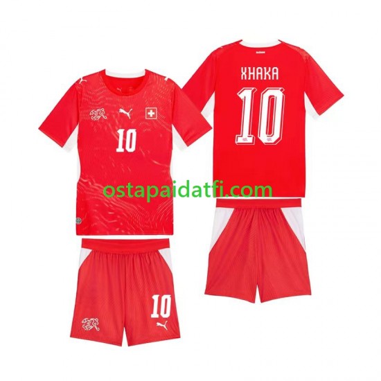 Sveitsi Lapset Kotipeli Jalkapallopaidat MM 2026 Granit Xhaka 10 Lyhythihainen