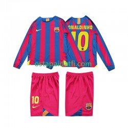 FC Barcelona Lapset Retro Kotipeli Jalkapallopaidat RONALDINHO 10 2005 2006 Pitkähihainen