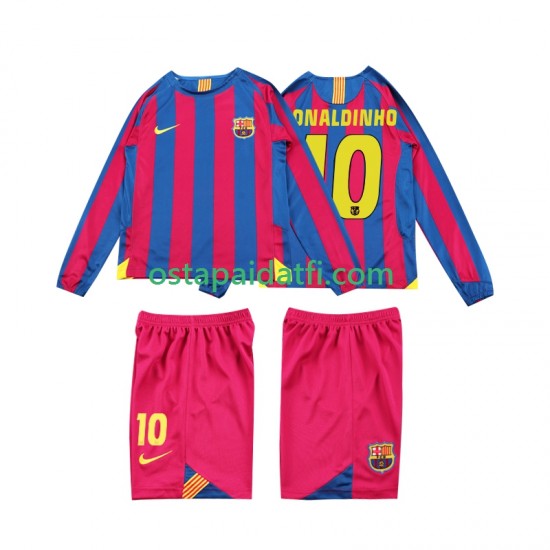 FC Barcelona Lapset Retro Kotipeli Jalkapallopaidat RONALDINHO 10 2005 2006 Pitkähihainen