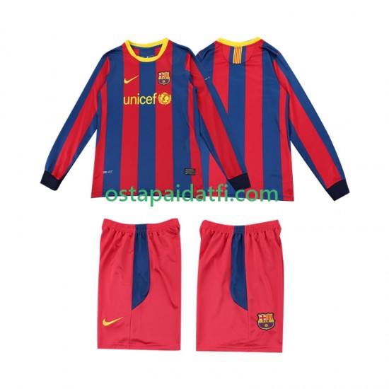 FC Barcelona Lapset Retro Kotipeli Jalkapallopaidat 2010 2011 Pitkähihainen