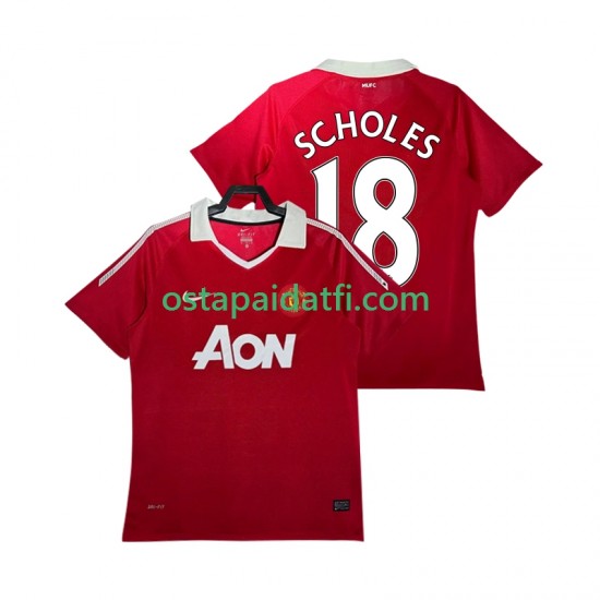 Manchester United Miehet Retro Kotipeli Jalkapallopaidat SCHOLES 18 2010 2011 Lyhythihainen