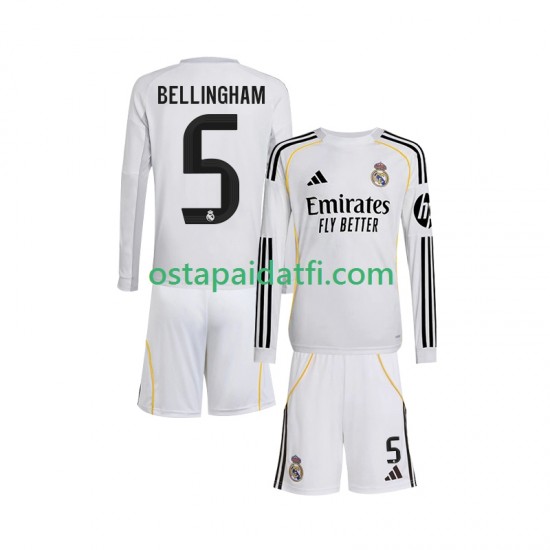 Real Madrid Lapset Kotipeli Jalkapallopaidat 2025-2026 Jude Bellingham 5 Pitkähihainen