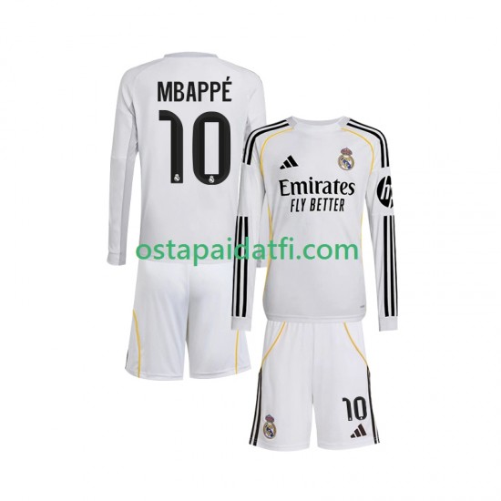 Real Madrid Lapset Kotipeli Jalkapallopaidat 2025-2026 Kylian Mbappe 10 Pitkähihainen