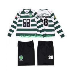 Sporting CP Lapset Retro Kotipeli Jalkapallopaidat Cristiano Ronaldo 28 2001 2003 Pitkähihainen